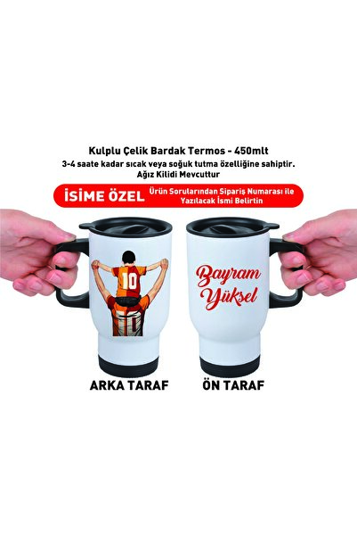 DKDZ SHOP Steel Cup Thermos with Handle - 450ml - Personalized - Text Oktay