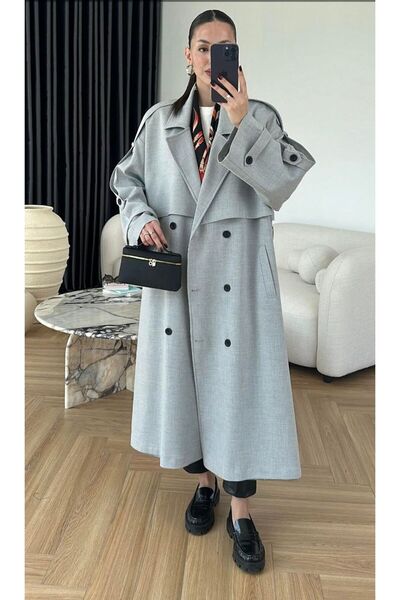 ALVOR Omuzu Uzun Apoletli Premium Kalite Trençkot