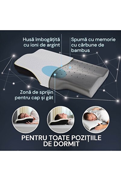 Vitapure MemoSilver Ionity Anti Snoring Pillow with MemoTouch Memory Foam, Bamboo Charcoal and Ions