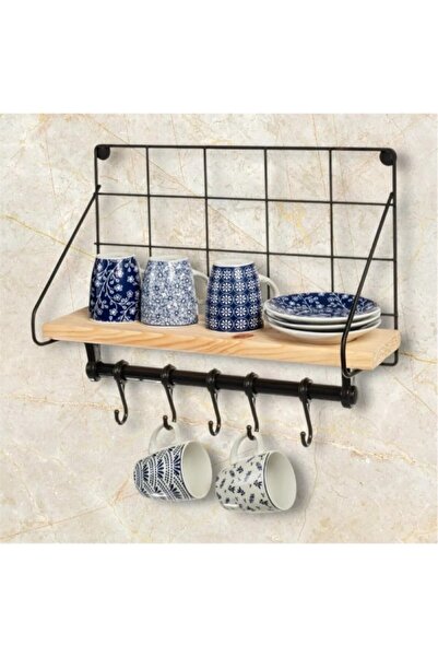 Hediye Rüzgarı Modern Ahşap Kahve Rafı | Askılıklı Kahve Köşesi Organizeri - Estetik ve Fonksiyonel Tasarım