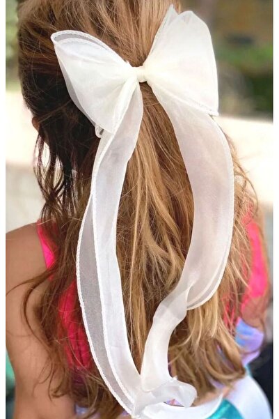 İnDerin مشبك شعر من قماش الأورجانزا الأحمر على شكل فيونكة