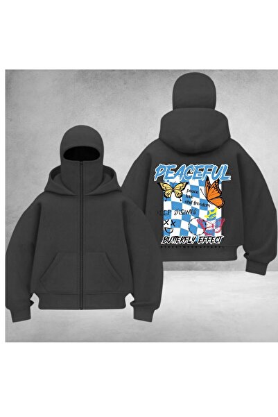 DEEFWEAR Balaklava Unisex Back Printed Zippered Cardigan