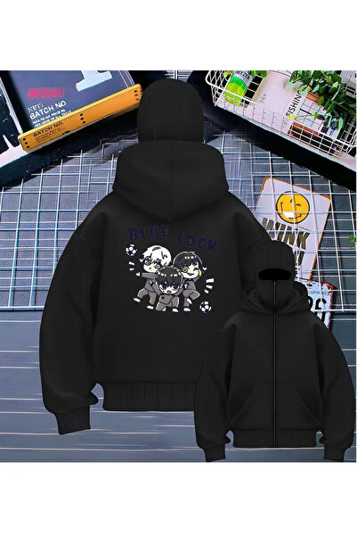 LAND MODA Φούτερ Ninja Unisex με μάσκα χιονιού Ζακέτα με 2 νήματα χοντρό φλις