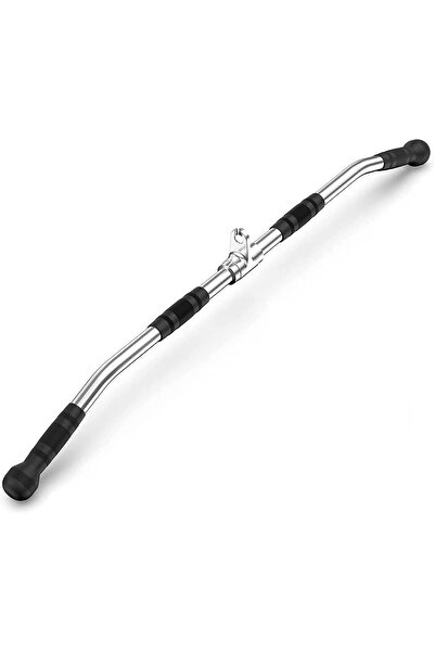 MAX STRENGTH Revolving Chrome Curl Bar - 35.5 Inch Cable Attachment (Silver)