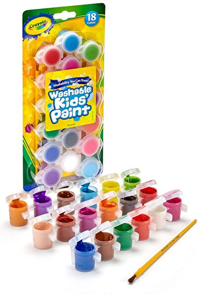 Crayola Washable Paint Pots with Brush, Multi-Color, 88.7 ml