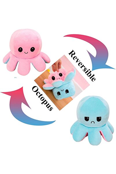 ECVV Reversible Velvet Octopus Plush Toy, Double-Sided Cute Emotions - Gift for Kids