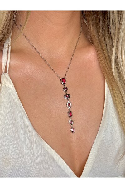 YOUES JEWELRY 316L Steel 7 Element Y Necklace Colorful Stone Women's Necklace