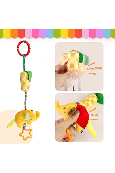 Generic Meking Tek Soft Hanging Baby Rattle - Musical Animal Car Seat Toy, 0-12 Months, 4-Pack, White