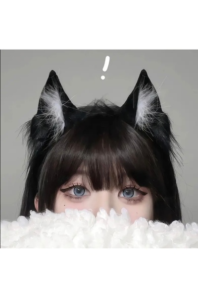 DennisEylul Gerçek Kedi Kulağı Tüylü Taç Parti Aksesuarı