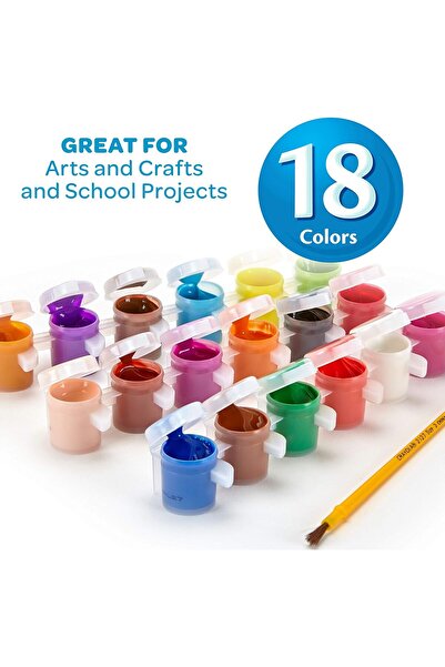 Crayola Washable Paint Pots with Brush, Multi-Color, 88.7 ml