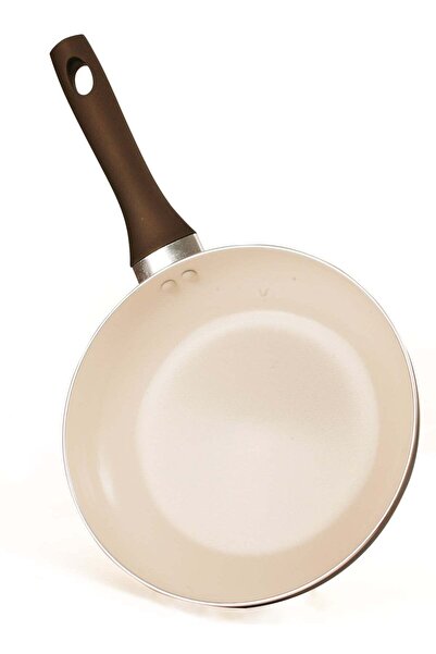 007 مقلاة سيراميك سويت هوم - ٢٤ سم، بني/كريمي، مقبض مقاوم للحرارة، سهلة التنظيف