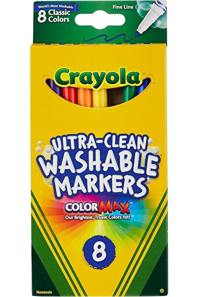 Crayola Ultra Clean Washable Fine Line Markers, Color Max, 8 Count (58-7809)
