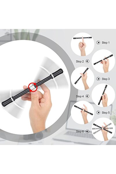 Outus 2-Pack Finger Spinner Pens / Pen Mods with Weighted Ball - Silver & Black