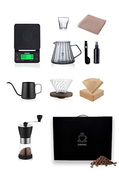 007 مجموعة أدوات تحضير القهوة شويين V60 - طقم قهوة محمول من 10 قطع