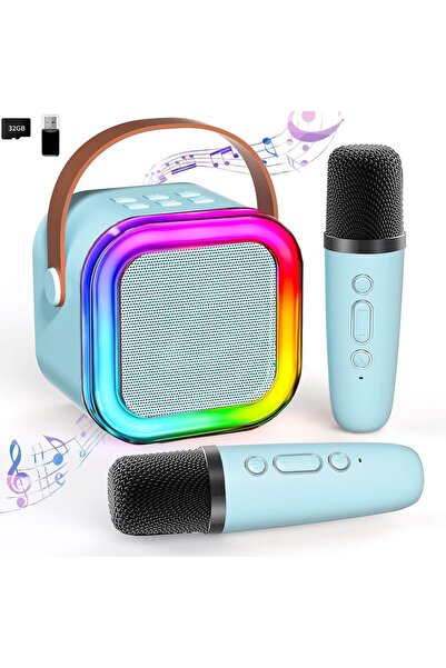 JOZUTTOW جهاز كاريوكي صغير للأطفال، مكبر صوت بلوتوث محمول مع ميكروفونين لاسلك...
