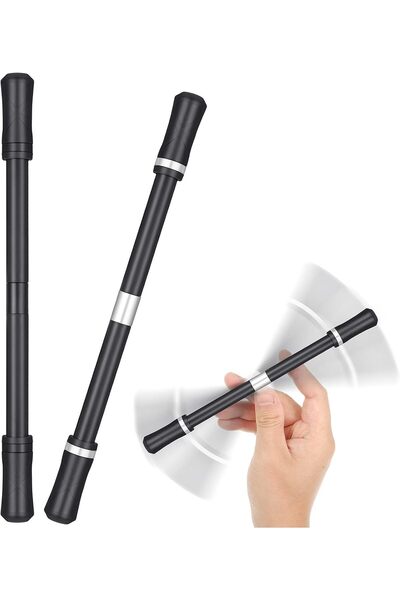 Outus 2-Pack Finger Spinner Pens / Pen Mods with Weighted Ball - Silver & Black