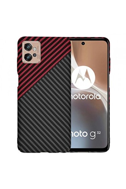 Stef's Cat Case for Motorola Moto G32, Carbonite FiberShell Vortex, Red