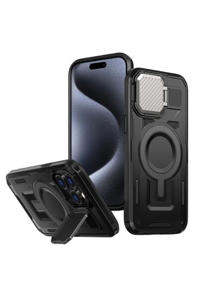 Stef's Cat Carcasă MagSafe pentru Apple iPhone 15 Pro, CamVault, Neagră