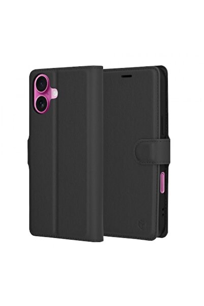 Stef's Cat Δερμάτινη θήκη Folio για Apple iPhone 16 Plus - Μαύρη