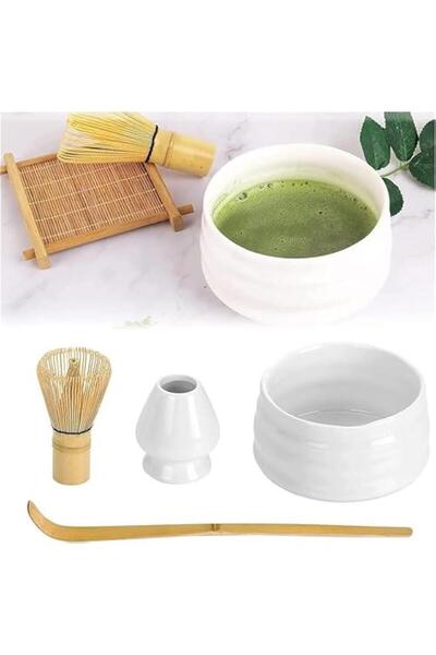007 طقم خفاقة هوكور ماتشا - طقم شاي ياباني مكون من 4 قطع (أبيض)