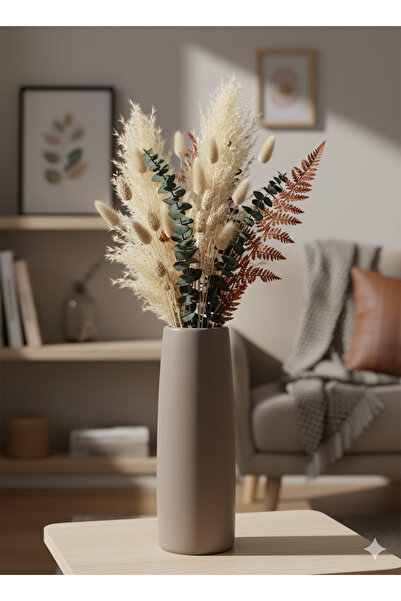 Lapida Home Decor Modern Tall Stone Vase – Beige (Bone) Cylinder Decorative Home Accessory |   Decorative Home Accessory 25 cm