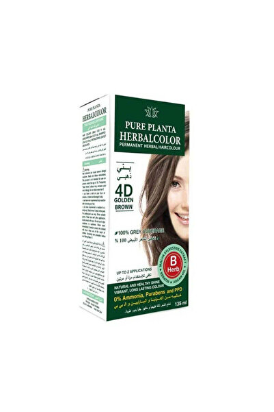PURE PLANTA صبغة شعر عشبية دائمة نباتية اللون 4D بني ذهبي 135 مل