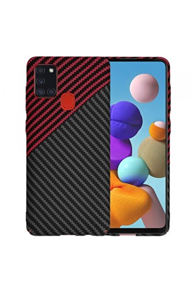 Stef's Cat Carcasă pentru Samsung Galaxy A21s A217, Carbonite FiberShell Vortex, Roșu