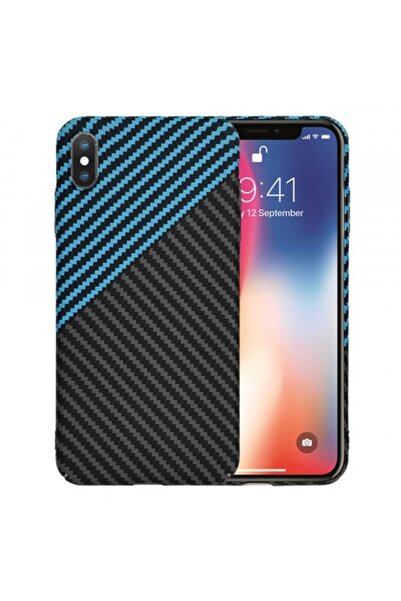 Stef's Cat Калъф за Apple iPhone XS / X, карбонитова обвивка от фибри, син