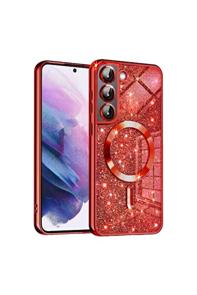 Stef's Cat Калъф MagSafe за Samsung Galaxy S21 5G G991, луксозен блясък, червен