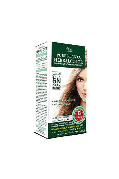 PURE PLANTA صبغة شعر دائمة من الأعشاب النباتية 6N أشقر غامق 135 مل