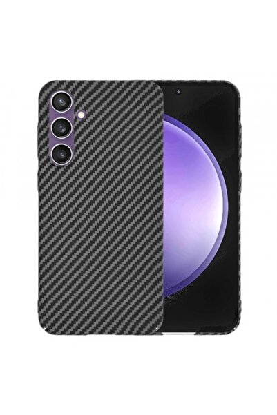 Stef's Cat Калъф за Samsung Galaxy S23 FE S711, Карбонитова Фибро Обвивка, Черен