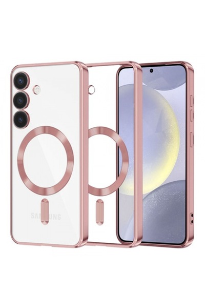 Stef's Cat Carcasă MagSafe pentru Samsung Galaxy S24+ S926, Cristal Luxos, Roz