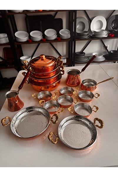 BARITCIOGLU Copper Pots Pans Saucepan Coffee Pot 15 Piece Set