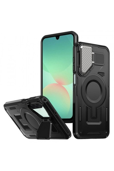 Stef's Cat Carcasă MagSafe pentru Samsung Galaxy A26 (A266), CamVault, Neagră