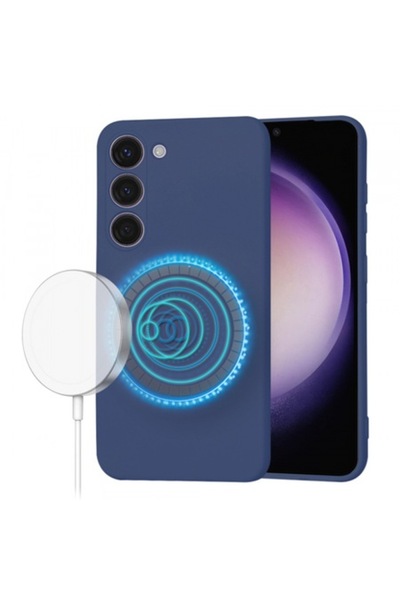 Stef's Cat Husă MagSafe pentru Samsung Galaxy S23 S911, SoftFlex, bleumarin