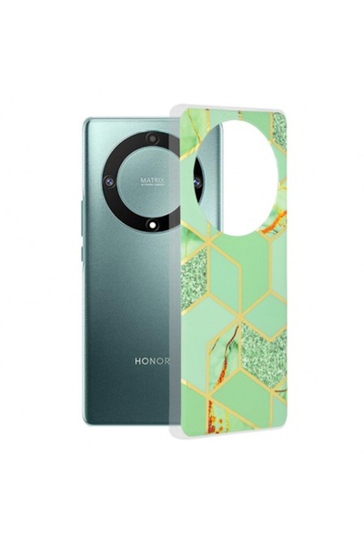 Stef's Cat Калъф за телефон Honor Magic5 Lite, мраморен, зелен