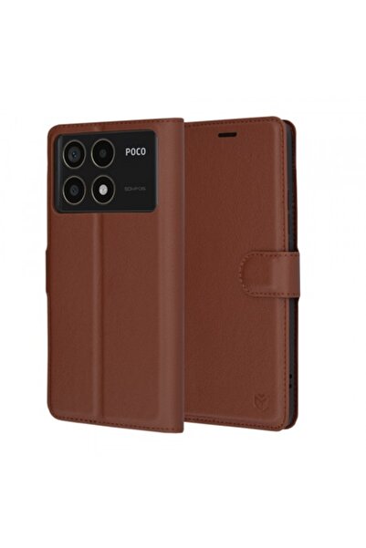 Stef's Cat Husă pentru Xiaomi Poco F6 Pro, Folio din piele, maro