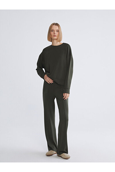 LC Waikiki XSIDE Haki Beli Lastikli Geniş Paça Kadın Eşofman Altı W5MD24Z8