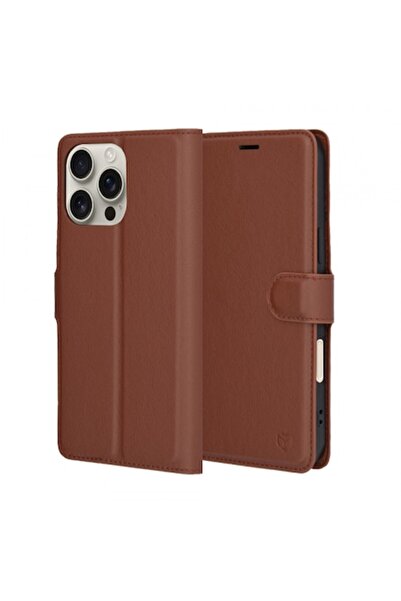 Stef's Cat Кожен калъф Folio за Apple iPhone 16 Pro Max - кафяв