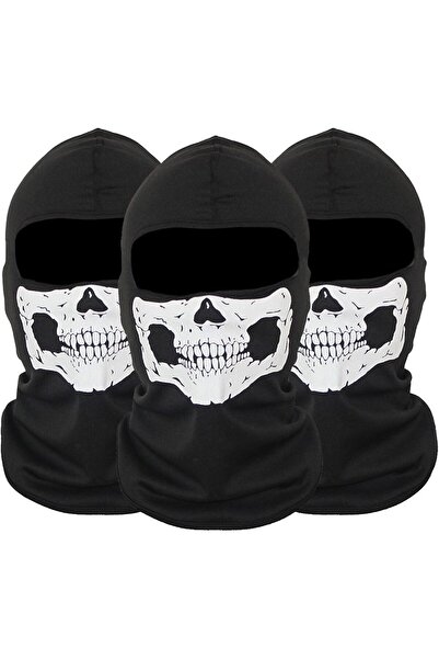 Generic EUPSIIU Pack of 3 Skull Ghost Balaclava Full Face Mask (Black)