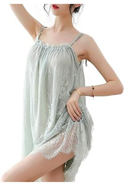 Margoun قميص نوم دانتيل نسائي - فستان نوم مثير بحزام قابل للتعديل مع خيط جي (...