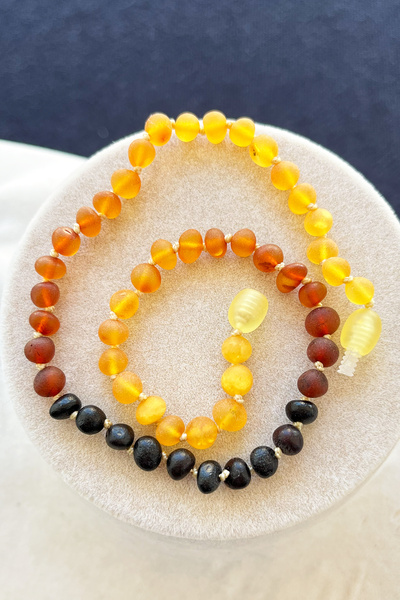 İpek Kehribar Baltic Amber Necklace - Matte Rainbow Color White String - Certified Baby Child Tooth Necklace Ipek-524