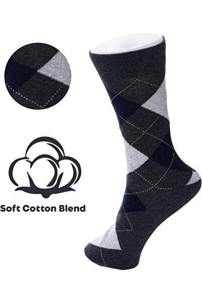 Generic جوارب رسمية قطنية للرجال من ألباين سويس، عبوة من 6 قطع، مقاس 6-12، مضلعة سادة