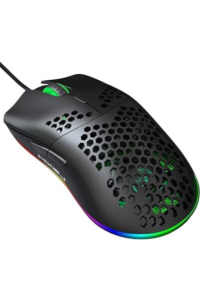 007 J900 Wired Gaming Mouse - Ergonomic USB RGB, 6 Adjustable DPI Levels, Black
