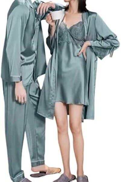 Margoun Silk Satin Couples Pajama Set, Sexy Nightdress Nightgown Robe MG07
