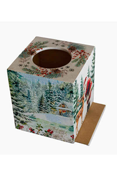 Kumiko Art Christmas decorated napkin box, 12.5x12.5x15 cm.
