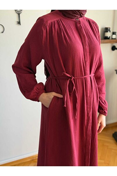 Navra Tam Boy Düğmeli Müslin Ferace 5102 | FENDEL