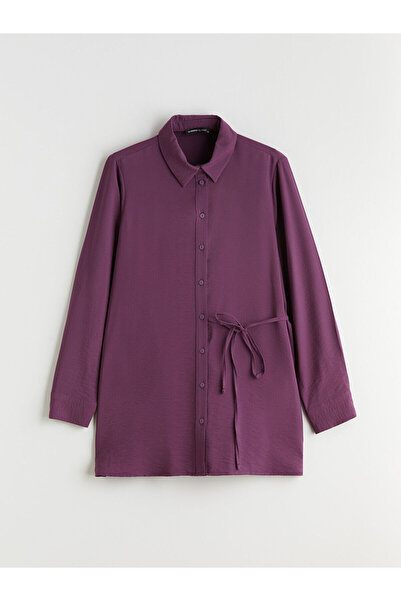 LC Waikiki Lcwaikiki Classic Purple Tie Waist Women's Shirt Tunic W5L522Z8