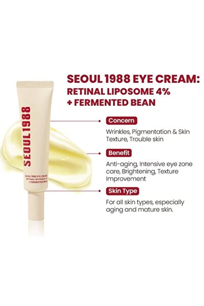 KSECRET K-secret Seoul 1988 كريم العيون سيول 1988 مع 4% من الليبوزوم الشبكي وحبوب مخمرة للعناية بالتجاعيد، 30 مل