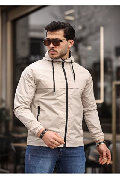 The Naz Line Men's Lined Waterproof Raincoat with Hooded Pockets